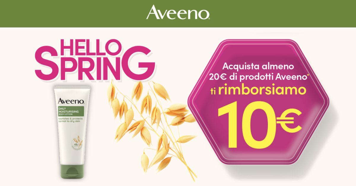 Cashback Aveeno Spendi E Ottieni Di Rimborso