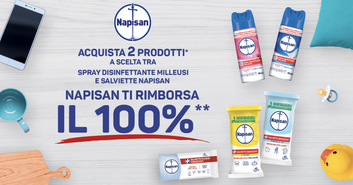 Cashback Napisan: acquista 2 prodotti in promozione e ricevi il rimborso  del 100%!