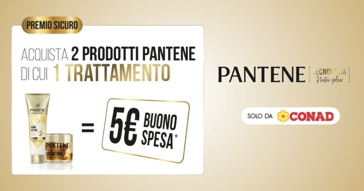 Acquista 2 prodotti Pantene e ricevi un buono spesa Conad da 5€!