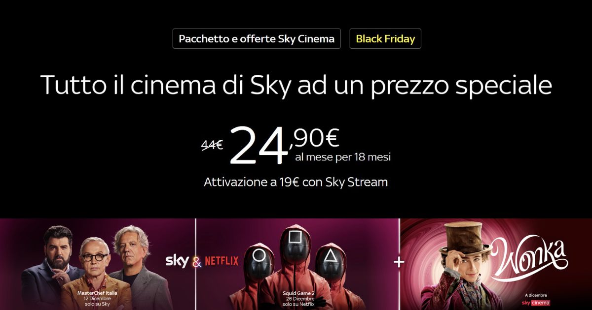 Sky Black Friday: Netflix, TV e Cinema con Paramount+ a soli 24,90€ al ...